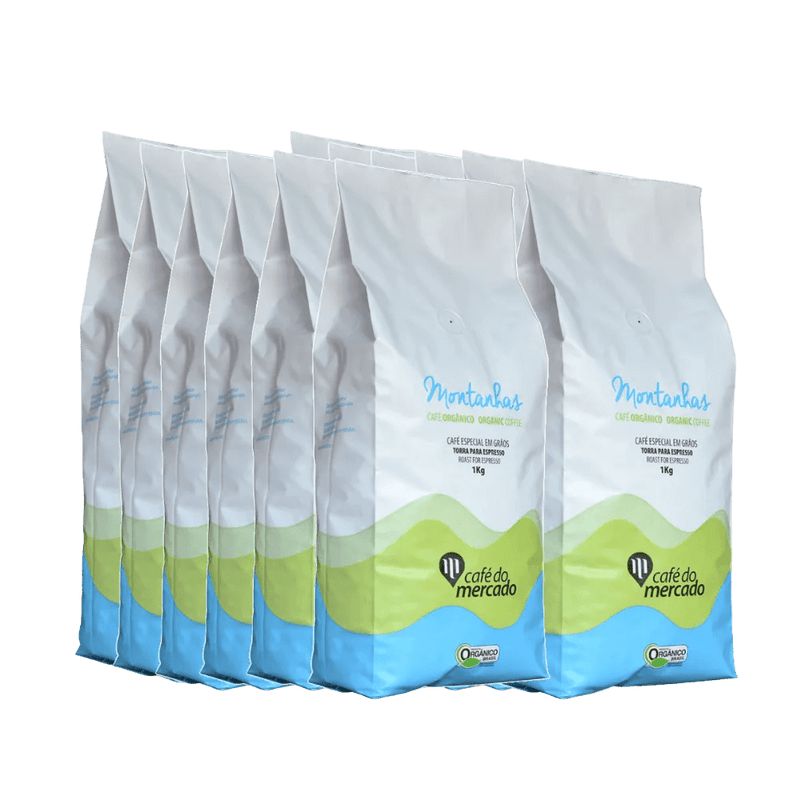 CAFÉ MONTANHAS ESPRESSO ORGÂNICO GRÃOS 1kg. 12un