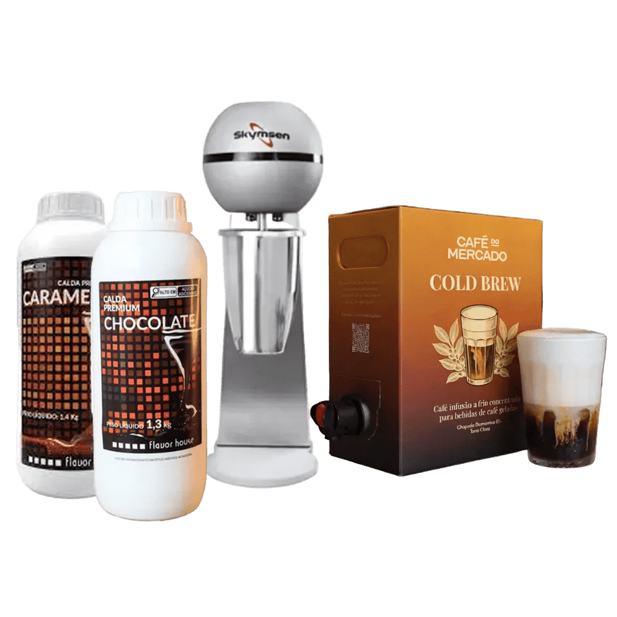 Kit Shake de Café com Batedor Skymsen 220V e Copo Inox