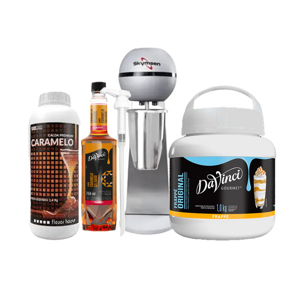 Kit Milkshake de Caramelo Salgado com Batedor Skymsen 220V