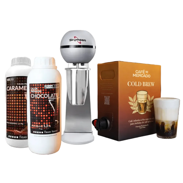 Kit Shake de Café com Batedor Skymsen 220V e Copo Inox