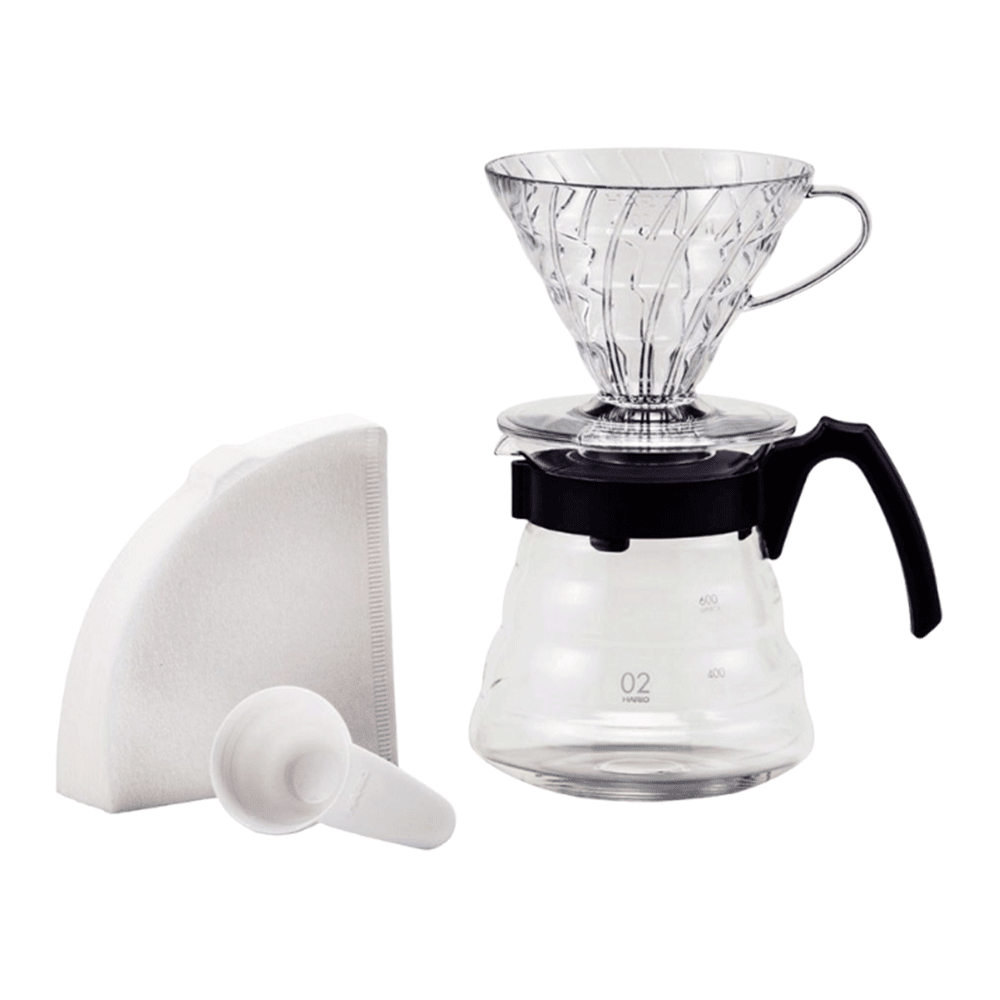 conjunto hario v60 600ml para preparo de café coado
