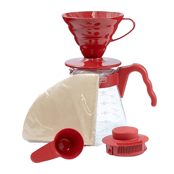 conjunto hario v60 vermelho 700ml para café coado