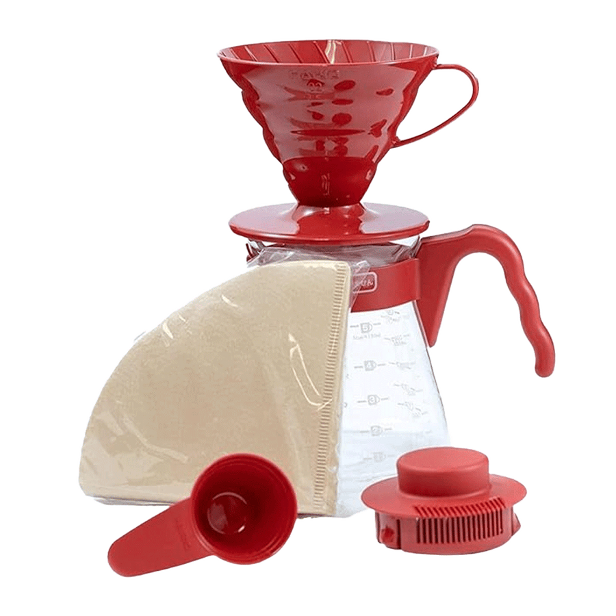 Conjunto Hario V60 Vermelho 700ml
