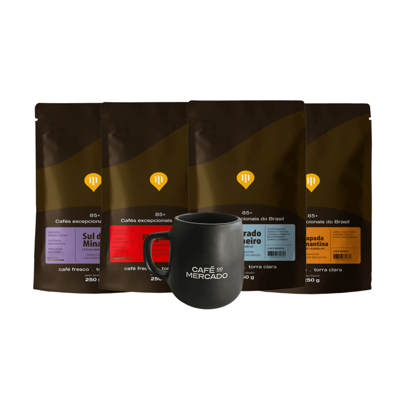 Coleção Cafés Especais 85+ 250g + Caneca Café do Mercado