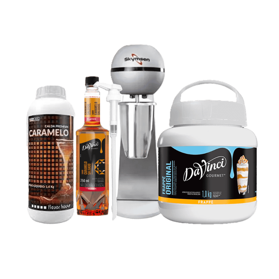 Kit Milkshake de Caramelo Salgado com Batedor Skymsen 220V